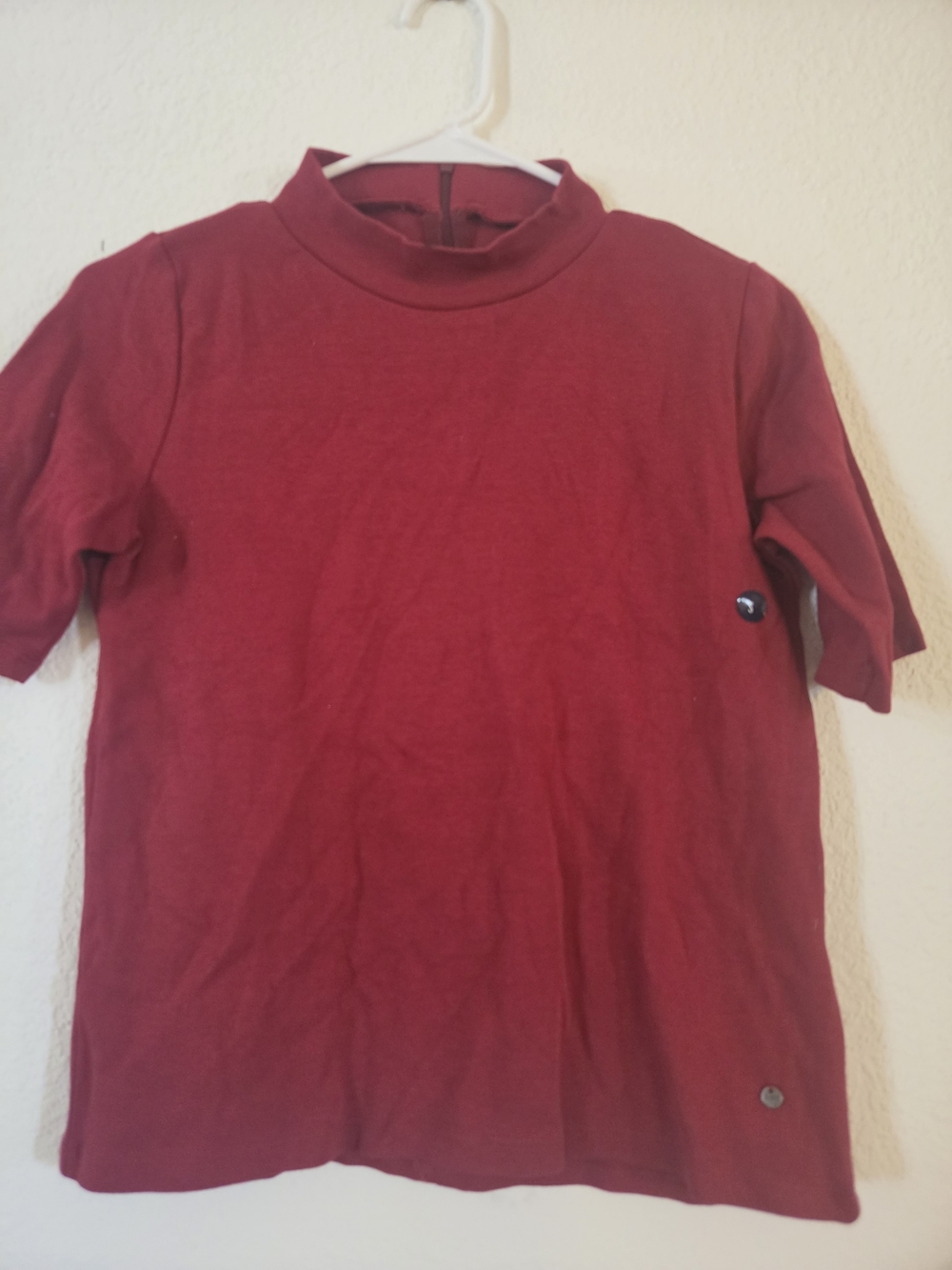 Abercrombie & Fitch Burgundy Mock Neck Short Sleeve Tee